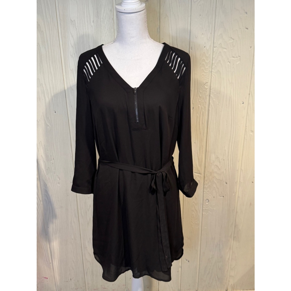 NWT Daniel Rainn Black Shirt Dress with Tie, Size M